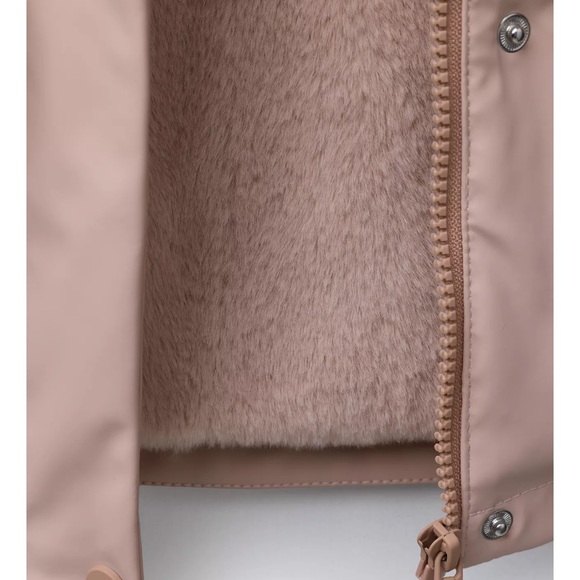 New zara kids RUBBERIZED WATER REPELLENT FAUX FUR RAIN COAT size 3T - Picture 7 of 10